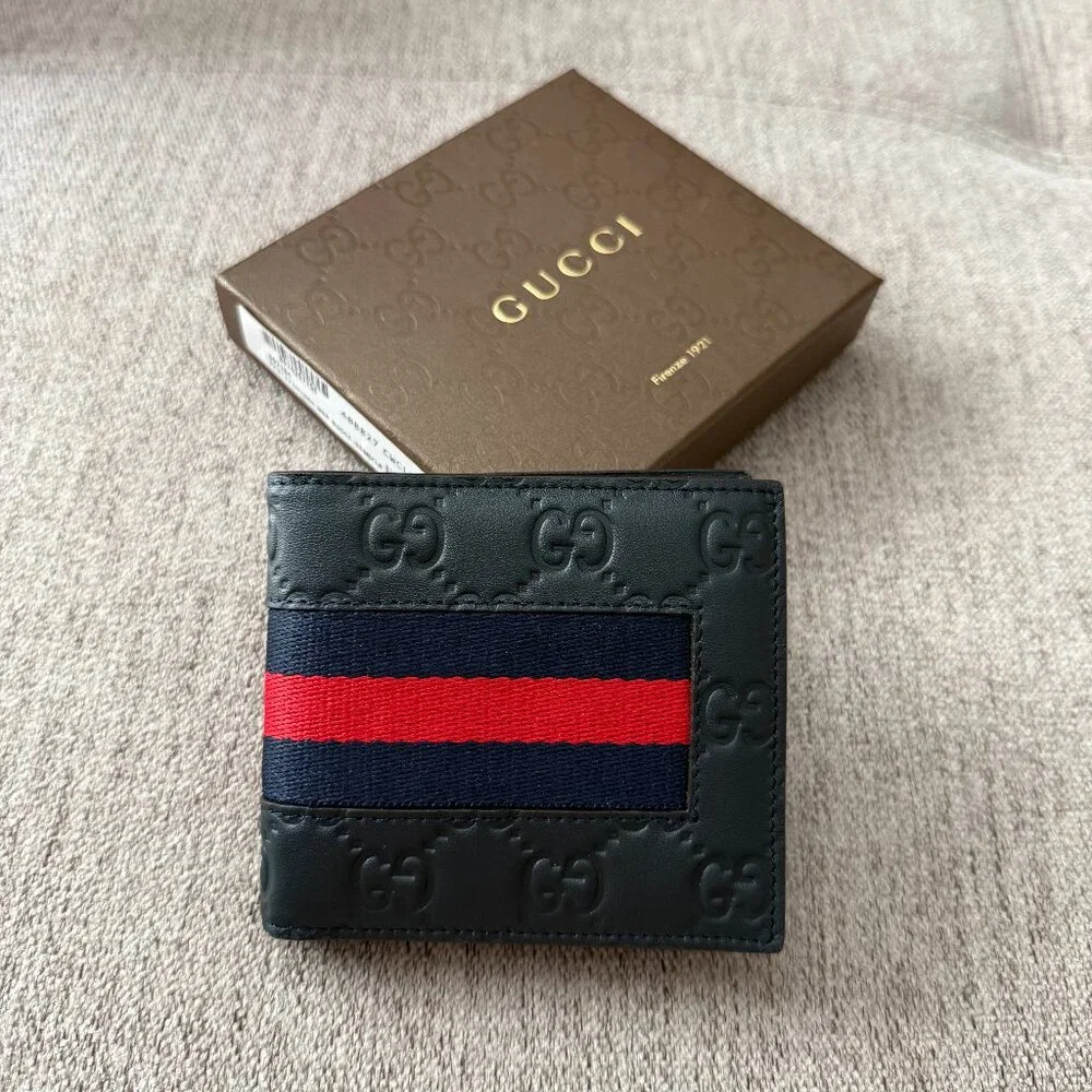 New Gucci Blue Bifold with WEB